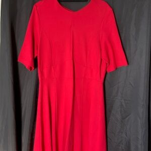 LK Bennett Vibrant Red Midi Dress cranberry color